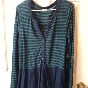 Blue and Green Striped Anthropologie Top